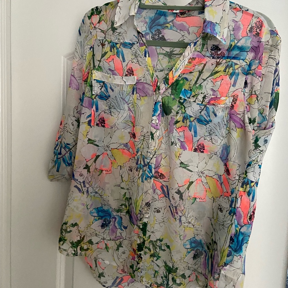 White and floral print express portofino  shirt
